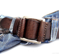 Genuine full Leather belt 43mm mens womens Waist handmade classic 60's b brown  size XXL