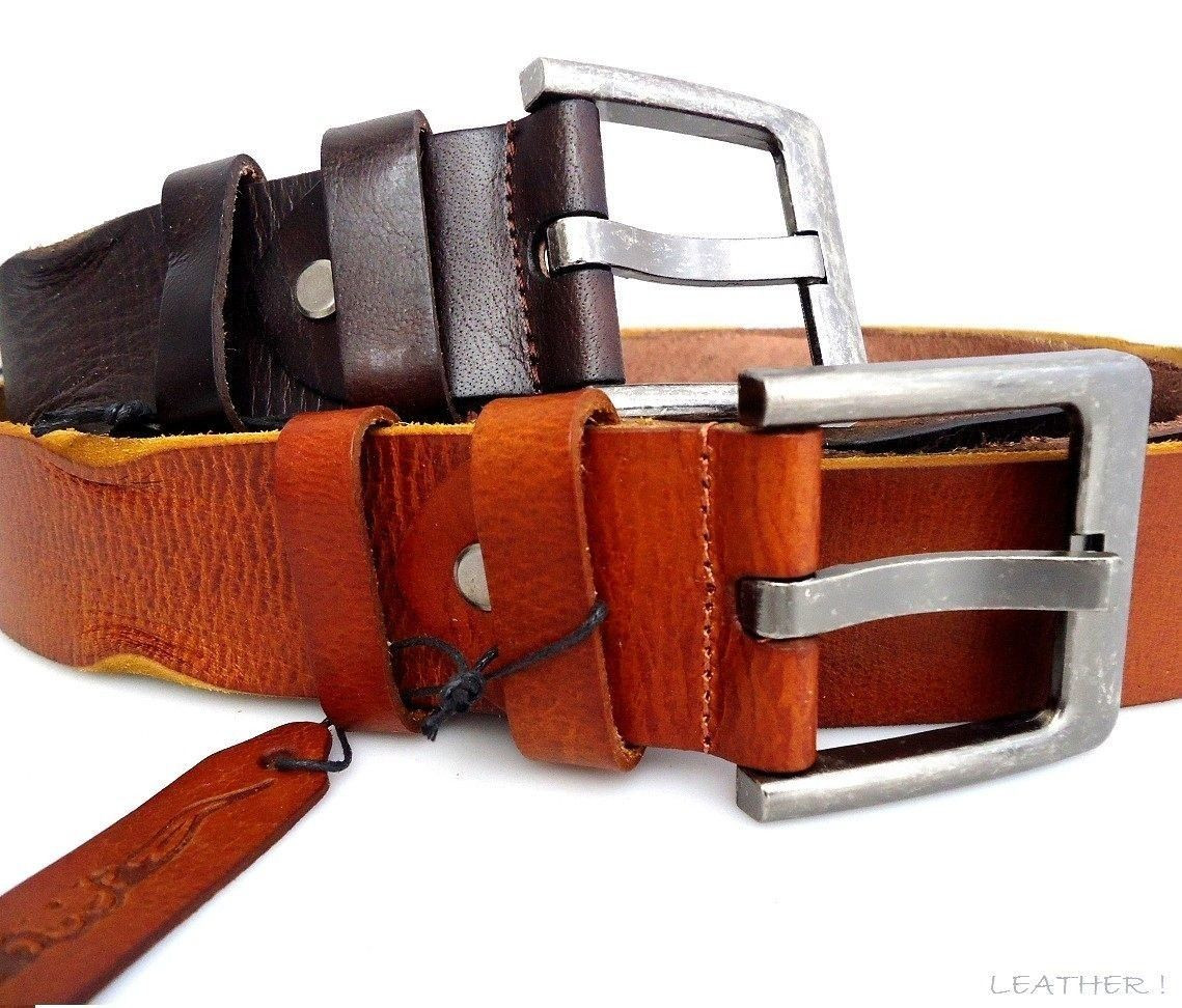 Genuine full Leather belt 43mm mens womens Waist handmade classic brown size M 
