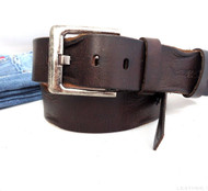 Genuine vintage Leather belt 43 mm Waist handmade classic retro size M brown 70s
