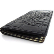 genuine real natural leather Case fit Galaxy S3 SIII s 3 book wallet crocodile black hand