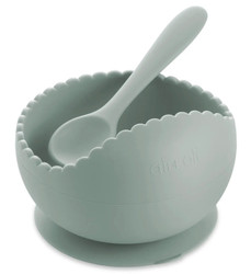 Ali+Oli Silicone Suction Scallop Bowl Set- Mint
