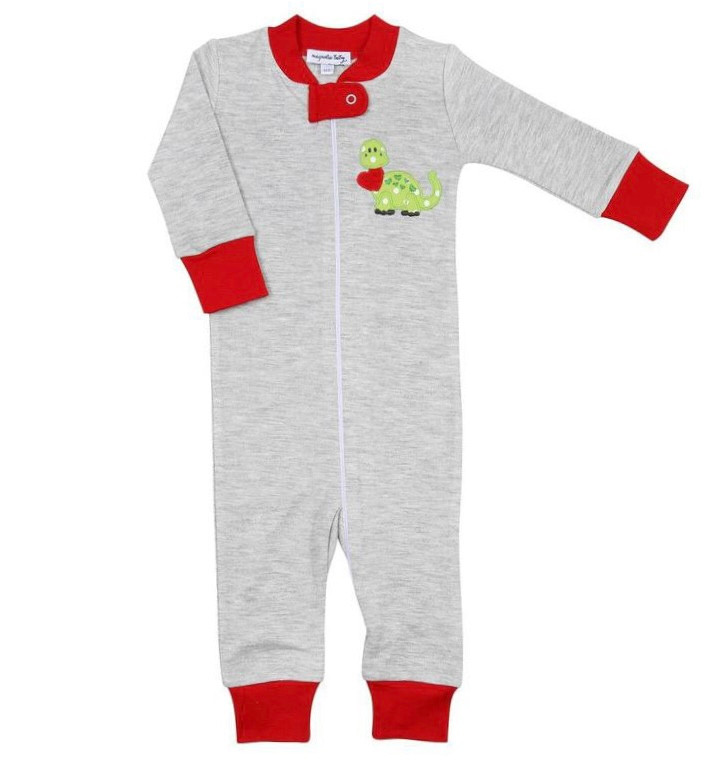 Magnolia Baby Dino Love Applique Romper Pjs Lily Pads Boutique