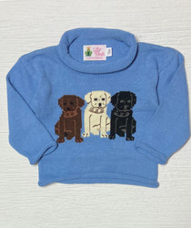 Lily Pads Chambray 3 Lab Pups Roll Sleeve Sweater