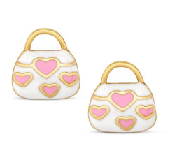 Lily Nily Pink Hearts Handbag Stud Earrings