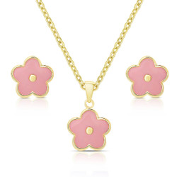 Lily Nily Pink Flower Stud/Necklace Set