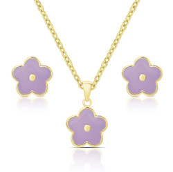 Lily Nily Purple Flower Stud/Necklace Set