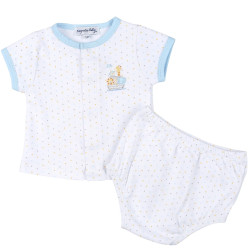 Magnolia Baby Blue Two by Two Emb Diaper Cover Set