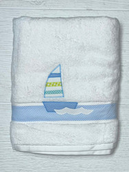 Funtasia Too Boy Boat Applique Beach Towel