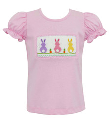 Petit Bebe Cottontails Pink Smocked Tee