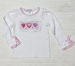 Silly Goose Smocked Hearts L/S Tee