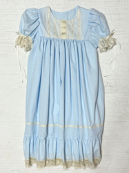 LaJenns Blue/Ivory Lace Ribbon Heirloom Dress