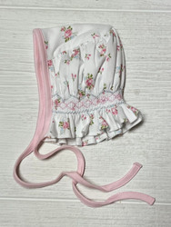 Baby Loren Rosie Pink Floral Smocked Bonnet