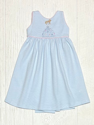Squiggles Blue Stripe Belle Embroidered Sun Dress