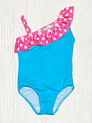 Funtasia Too Turquoise/Pink Dot Ruffle Swimsuit