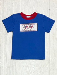 Silly Goose Royal Blue Smocked July 4th Party Tee