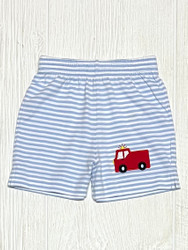 Lily Pads Sky Blue Stripe Firetruck Shorts