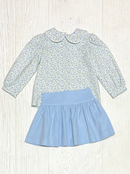 Funtasia Too Blue Floral Corduroy Skirt Set