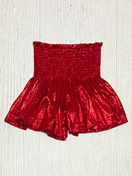 Queen of Sparkles Red Pleat Swing Shorts