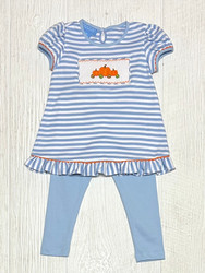Anavini Blue Stripe Knit Pumpkin Tunic Set