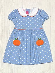 Claire & Charlie Blue Dot Pumpkin Dress