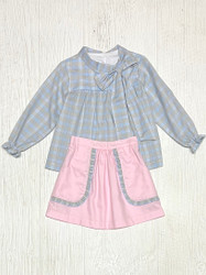 Anvy Kids Blue/Pink Plaid Chloe Skirt Set