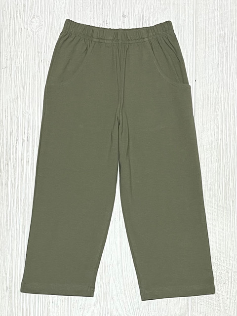Lily Pads Boys Knit Pants with Pockets- Military Green