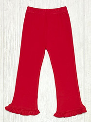 Lily Pads Ruffled Flared Pants- Red