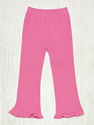 Lily Pads Ruffled Flared Pants- Bubblegum Pink