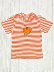 Squiggles Orange Stripe Pumpkin Crew Neck Shirt