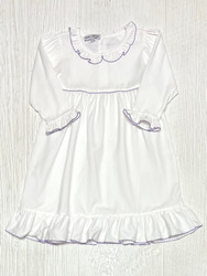 Sweet Dreams White Gown with Purple Picot Trim