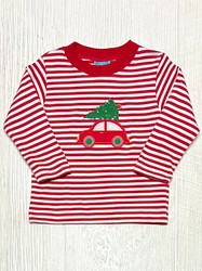 Claire & Charlie Red Stripe Christmas Tree L/S Tee