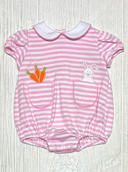 Claire & Charlie Pink Stripe Knit Bunny with Carrot Girls Bubble