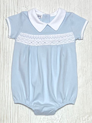 Magnolia Baby Blue Oliver Smocked Collared Bubble