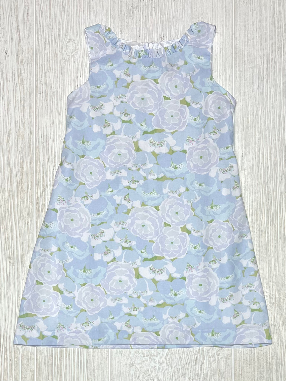 A-line dress - White/Blue floral - Ladies