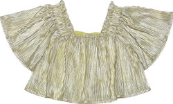 Queen of Sparkles Yellow/Silver Ribbed Flutter Top