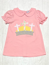 Three Sisters He Is Risen Applique Dress