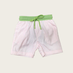 Swoon Pink/White Stripe with Green Swim Trunks