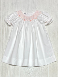 Sweet Dreams White/Peach Smocked Dress