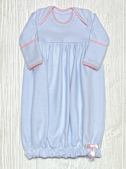Squiggles Lap Shoulder Daygown- Light Blue/Pink