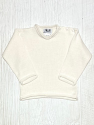 Fingerprints Roll Edge Pullover Sweater- Cream