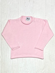 Fingerprints Roll Edge Pullover Sweater- Pink
