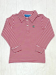 J Bailey Red/White Stripe Harry L/S Polo