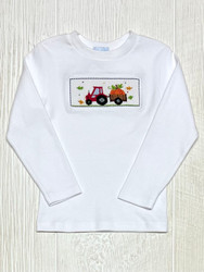 Silly Goose White Tractor Pumpkin L/S Shirt