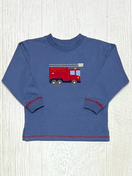 Lily Pads Blue/Red Firetruck Sweatshirt with Stitching