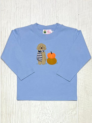 Lily Pads Sky Blue Dog with Scarf & Pumpkins L/S Shirt