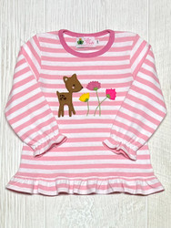 Lily Pads Pink Stripe Fawn & Flowers L/S Ruffle Swing Top