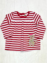 Lily Pads Red/White Stripe Christmas Puppy L/S Ruffle Swing Top