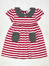 Lily Pads Red/White/Charcoal Pocket Dress