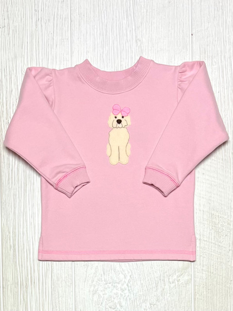 Lily Pads Light Pink Dog with Bow Sweatshirt
