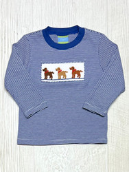 Claire & Charlie Royal Stripe Puppies Knit Boys Tee